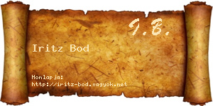 Iritz Bod névjegykártya